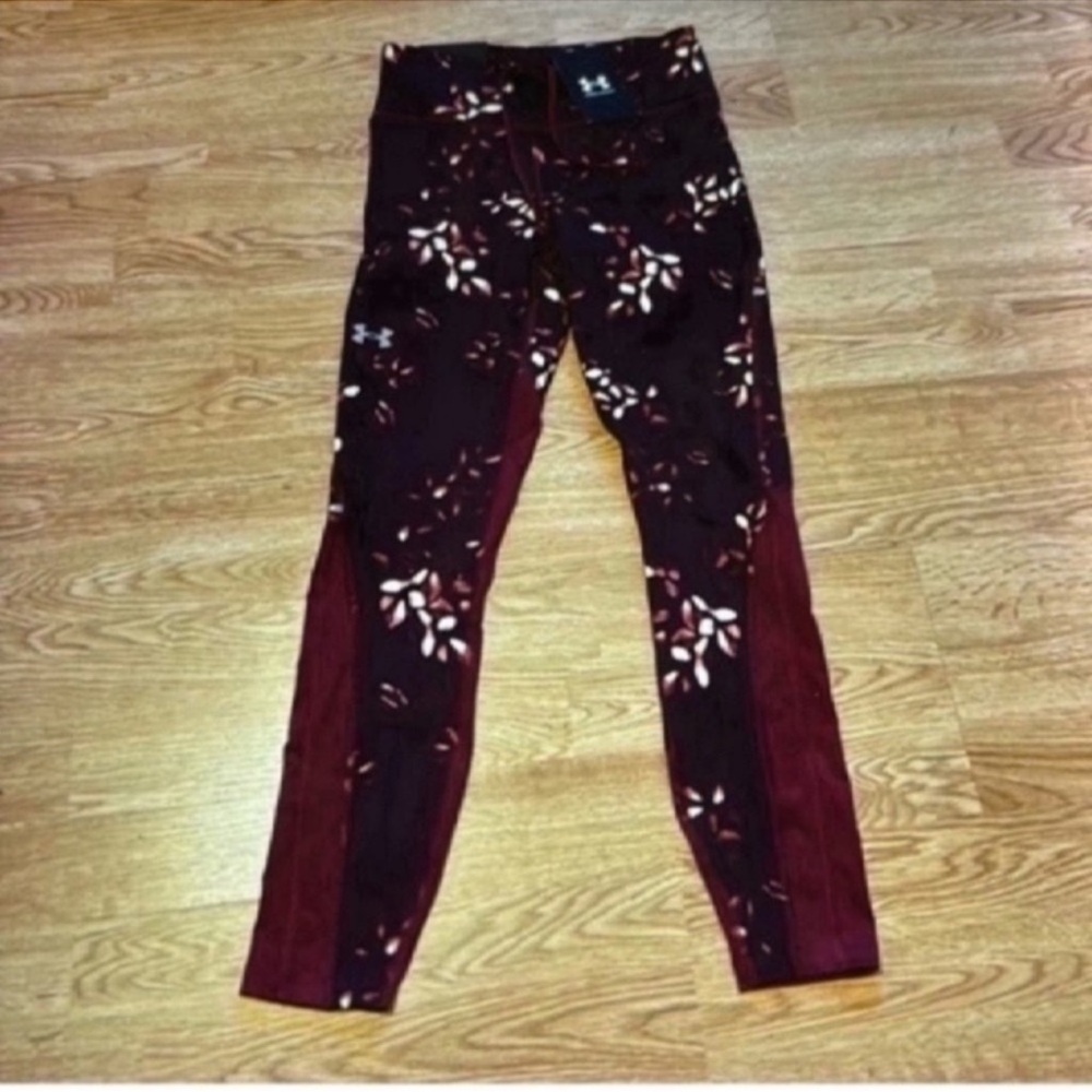 Under Armour Floral Leggings - Burgundy and White